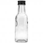 Бутылка стеклянная "Сочи" 200мл, 5х5см h16см, металлическая винтовая крышка, пробка пластик., д/горла - 2см, основание 4,3х4,3см (Китай)