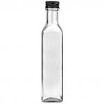 Бутылка стеклянная "Сочи" 230мл, 4,7х4,7см h21,5см, металлическая винтовая крышка, пробка пластик., д/горла - 2см, основание 4,3х4,3см (Китай)