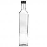 Бутылка стеклянная "Сочи" 520мл, 5,5х5,5см h27см, металлическая винтовая крышка, пробка пластик., д/горла - 2см, основание 5,2х5,2см (Китай)