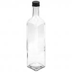 Бутылка стеклянная "Сочи" 800мл, 6,5х6,5см h30см, металлическая винтовая крышка, пробка пластик., д/горла - 2см, основание 5,7х5,7см (Китай)