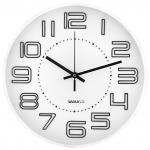 Часы настенные "Элегант" д29х4,2 см, циферблат белый, пластм. белый, цифры и стрелки черные, в коробке (Китай)