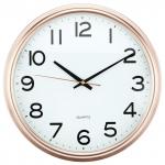 Часы настенные "Эстель" д35,5х4,5 см, мягкий ход, циферблат белый, пластм. розовый перламутр, в коробке (Китай)