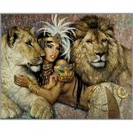 Алмазная мозаика без подрамника»Клеопатра со львами» 50 * 40 см, 31 цвет
