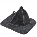 Комплект банный из фетра 2 предмета "Classic gray": шапка, коврик, серый, "Бацькина баня" (Россия)