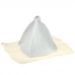 Комплект банный из фетра 2 предмета "Classic white": шапка, коврик, белый, "Бацькина баня" (Россия)
