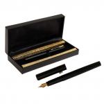 Ручка подарочная перьевая в кожзам футляре пб vxl, корпус черный с золотом Calligrata