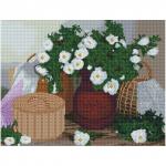 Алмазная мозаика ТРИ СОВЫ Белые цветы, 40*50см, холст на деревянном подрамнике, картонная коробка с пластиковой ручкой, АМП4050_52990