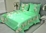 Комплект постельного белья 1,5-спальный, бязь "Комфорт" (Лилии, зеленый)