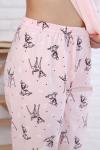 Пижама с брюками для девочки Лесной олень длинный рукав Светло-розовый