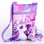 Детский подарочный набор "Unicorn team": сумка + значок, цвет сиреневый