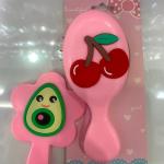 Расческа массажная детская "МИЛА", авокадо, цвет розовый, 14*5,5см (блистер)