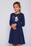 Платье для девочки Айрис длинный рукав Темно-синий