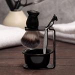 Набор для бритья «PREMIUM SHAVE», 3 предмета, подарочная упаковка, цвет чёрный