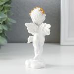 Сувенир полистоун "Белоснежный ангел с венком из золотых роз" 5х4,5х12 см