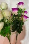 Цветы искусственные 30см "Розы" 5 цветков белые