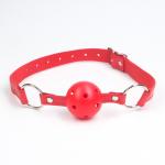 Кляп БДСМ NOTABU, регулируемый ремень, шар с отверстиями, PVC, D 45 мм, красный