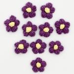 Цветок вязаный, набор 10 шт., размер 1 шт., 4 * 1,5 см, цвет фиолетовый