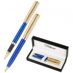 Набор Delucci Azzurro: ручка шарик., 1мм и ручка-роллер, 0,6мм, синие, корпус син/зол., подарочная упаковка, CPn_11832