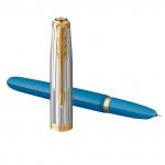 Ручка перьевая Parker 51 Turquoise GT темно-синяя, 0,8мм, подарочная упаковка, 2169078