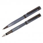 Набор Delucci Stellato: ручка перьевая черная 0,8мм и ручка шариковая синяя 1мм, корпус серебро/хром, подарочная упаковка, Cpn_11727