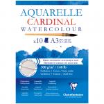 Альбом для акварели, 10л., А3, на склейке Clairefontaine Cardinal, 300г/м2, торшон, холод. пресс., 30% хлопок, 96184C