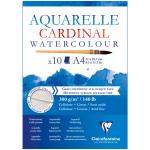 Альбом для акварели, 10л., А4, на склейке Clairefontaine Cardinal, 300г/м2, торшон, холод. пресс., 30% хлопок, 96183C