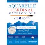 Альбом для акварели, 10л., А5, на склейке Clairefontaine Cardinal, 300г/м2, торшон, холод. пресс., хлопок, 96182C