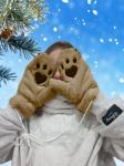 Меховые Вау варежки женские Лапки-сердечки_Новая 12.23 цена