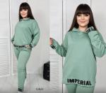 Костюм SIZE PLUS с капюшоном фисташка imperial IN