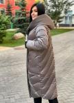 Болоневое пальто Size Plus с капюшоном каппучино RH06