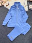 Костюм Size Plus на флисе толстовка на молнии с карманом кенгуру и разрезами по боками и брюки голубой M29