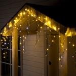 Гирлянда «Бахрома» 3 ? 0.6 м, IP44, УМС, тёмная нить, 160 LED, свечение тёплое белое, мерцание белым, 220 В