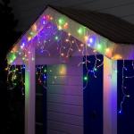 Гирлянда «Бахрома» 3 ? 0.6 м, IP44, УМС, прозрачная нить, 160 SMD-LED, свечение мульти, 220 В