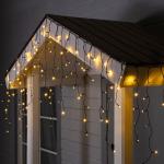 Гирлянда «Бахрома» 3 ? 0.6 м, IP44, УМС, тёмная нить, 100 LED, свечение тёплое белое, мерцание, 24 В