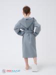 Детский вафельный халат с капюшоном серый В-07 (20)