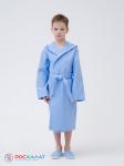 Детский вафельный халат с капюшоном голубой В-07 (2)