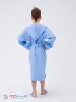 Детский вафельный халат с капюшоном голубой В-07 (2)