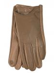 Женские перчатки автоледи из натуральной кожи и велюра, цвет коричневый