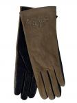 Комбинированные женские перчатки, цвет темно-бежевый