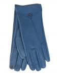 Элегантные женские перчатки из кожи и велюра, цвет голубой