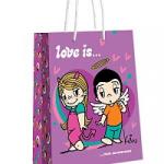Love is. Пакет подарочный большой фиолетовый, 220*310*100 мм.