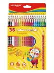 Цветные карандаши KEYROAD 36цв, трехгранные, корпус с принтом, картонный футляр
