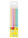 Цветные карандаши KEYROAD Pastel 6цв, трехгранные, пастельные цвета, ПВХ с европодвесом