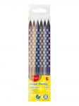 Цветные карандаши KEYROAD Metallic 6цв, трехгр, металлизированные цвета, черное дерево, ПВХ с европодвесом