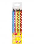 Цветные карандаши KEYROAD Neon 6цв, трехгр, неоновые цвета, черное дерево, ПВХ с европодвесом