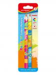 Цветные карандаши KEYROAD Jumbo многоцветные, 4 цвета в одном, трехгранные утолщенные, 2шт в блистере