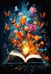 Ожившая книга с цветами и бабочками
