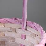 Корзина плетеная (бамбук), 18 х 15 х 50 см, бело-розовая