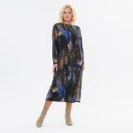 Платье миди с карманами и разрезом, силуэт "кокон", ангора, принт "фантазия"