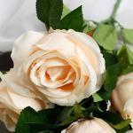 Цветы искусственные "Роза Триза" d-7 см 50 см, кремовый